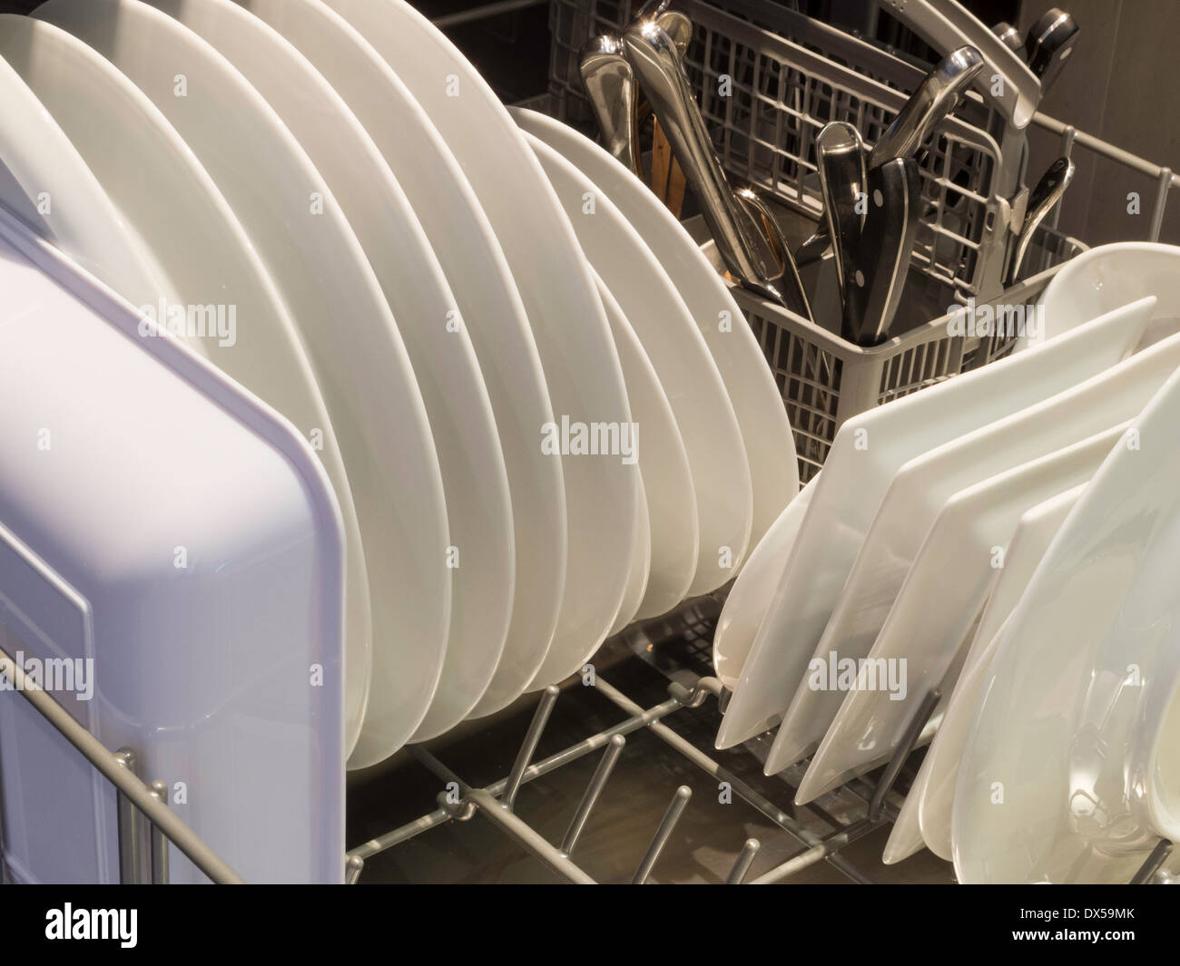Dishwasher Rack with Clean Dishes Stock Photo Alamy