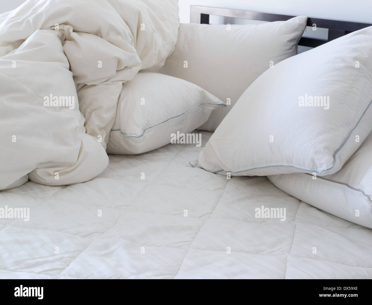 Unmade Bed Stock Photo