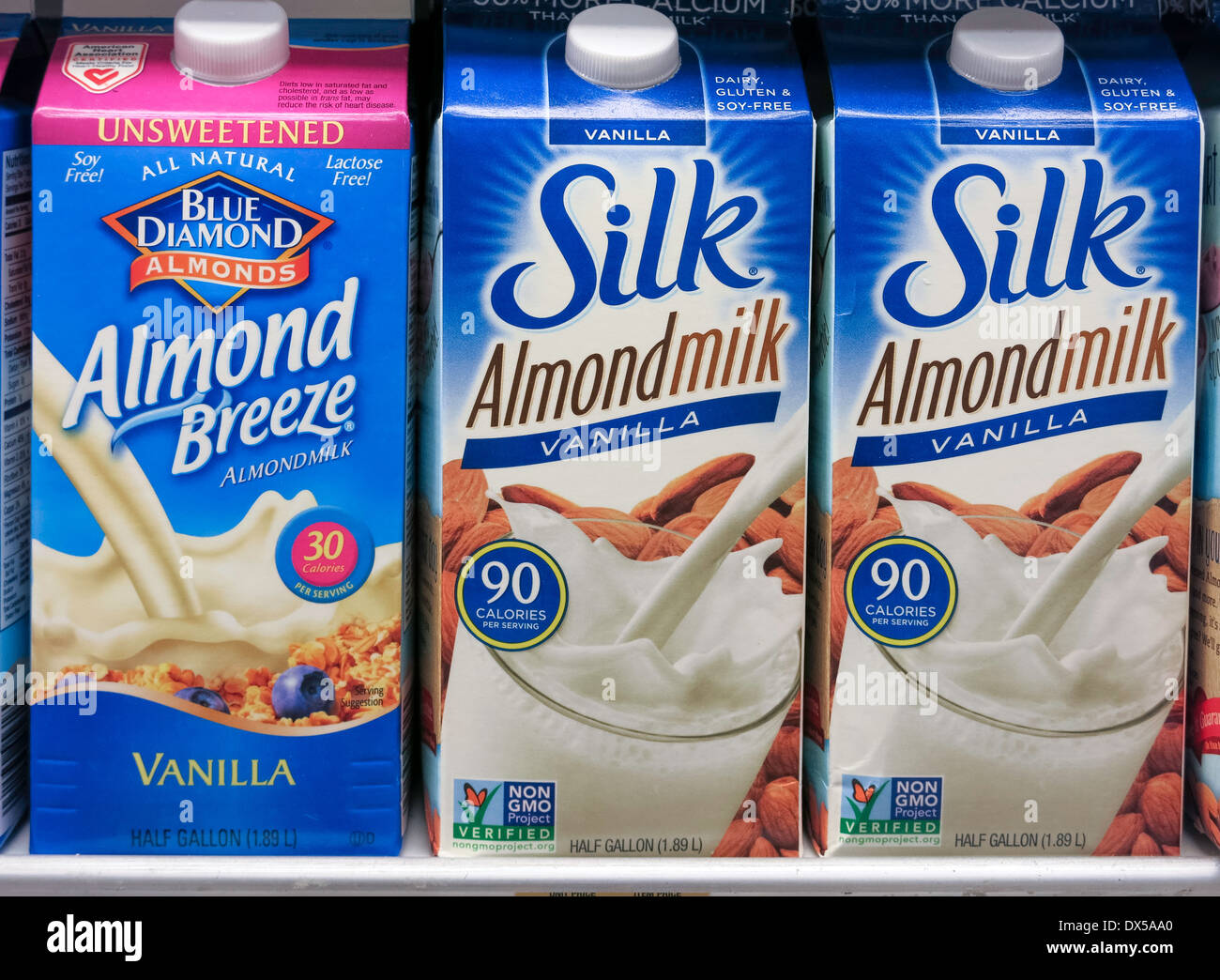 Almondmilk Cartons, Publix Super Market in Tampa, Florida Stock Photo