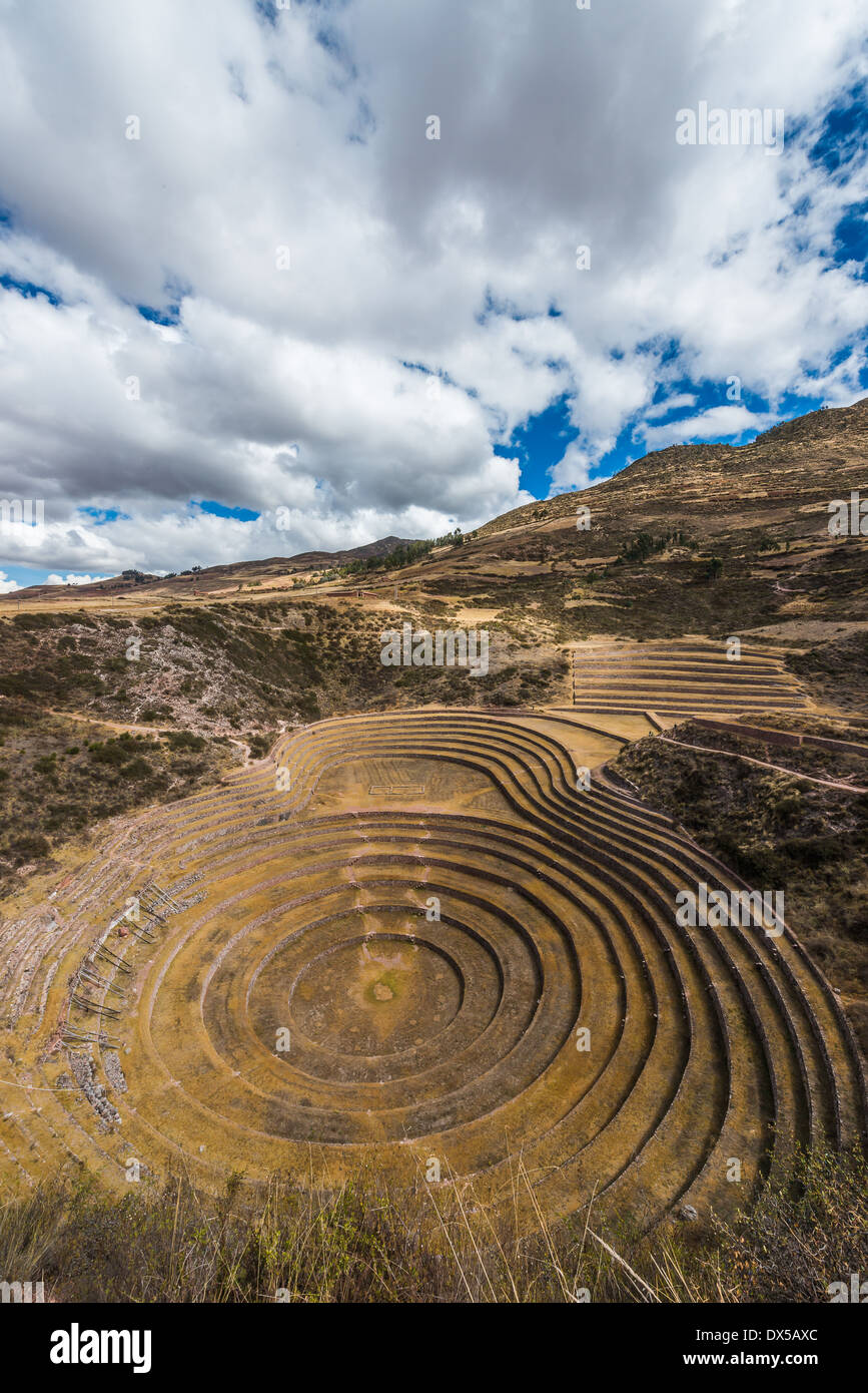 Moray, Incas ruins in the peruvian Andes at Cuzco Peru Stock Photo