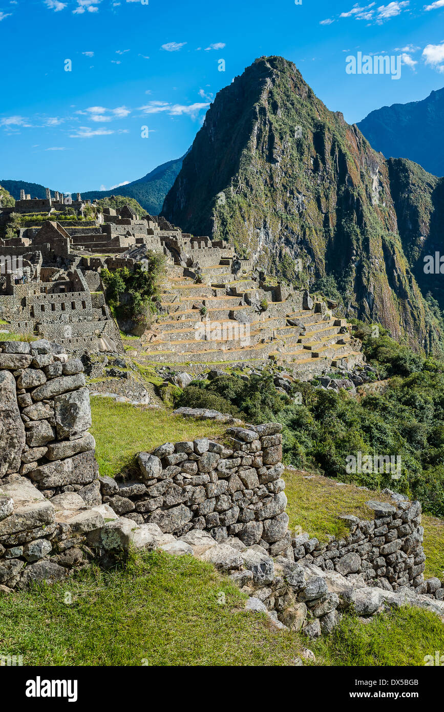 Machu Picchu, Incas ruins in the peruvian Andes at Cuzco Peru Stock Photo