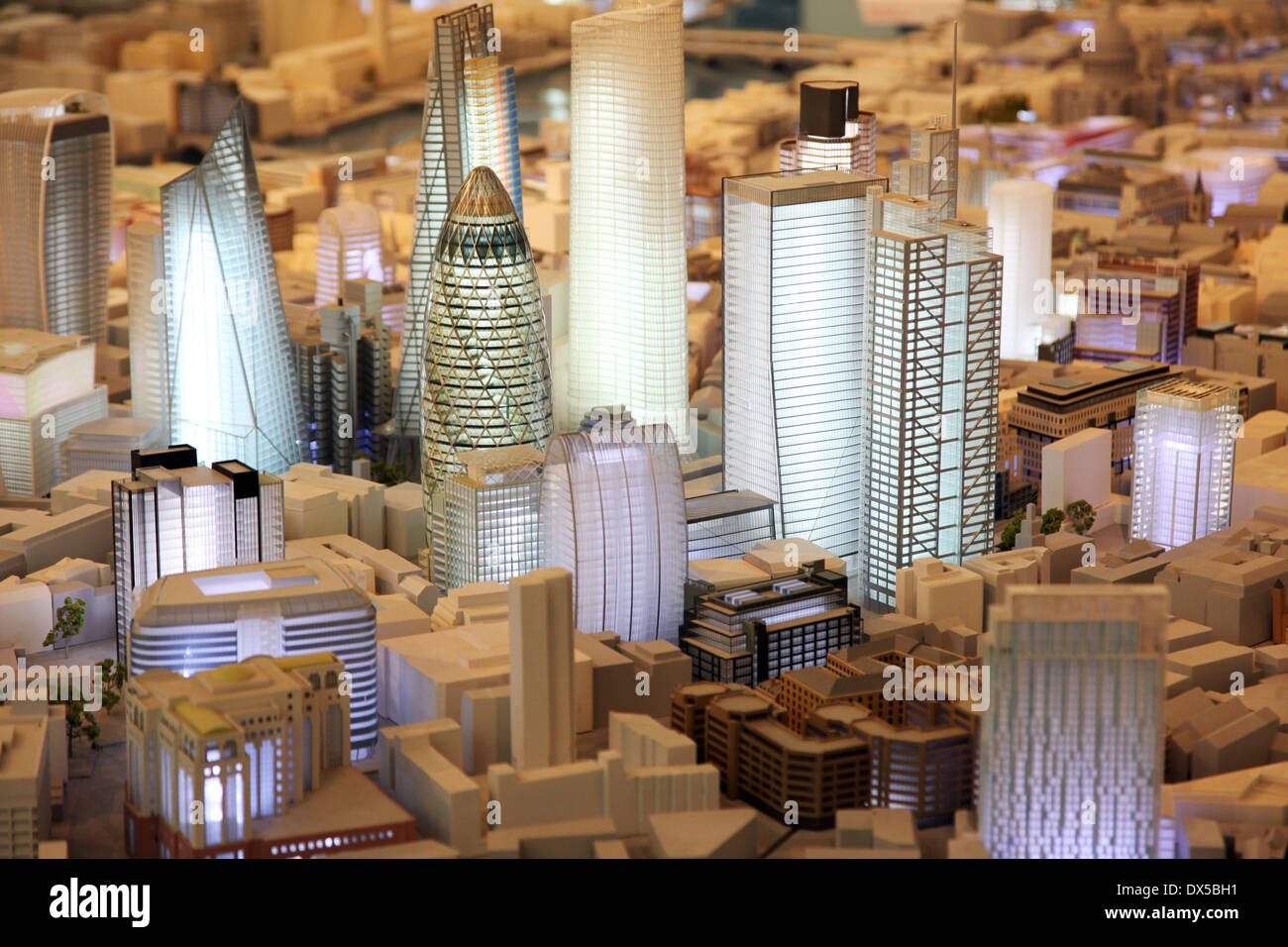 A model of skyscapers and towers that exist and are proposed to be built in the City of London Stock Photo