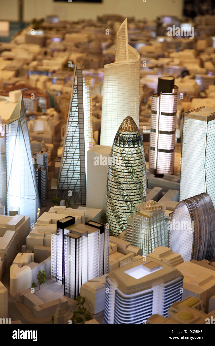 A model of skyscapers and towers that exist and are proposed to be built in the City of London Stock Photo