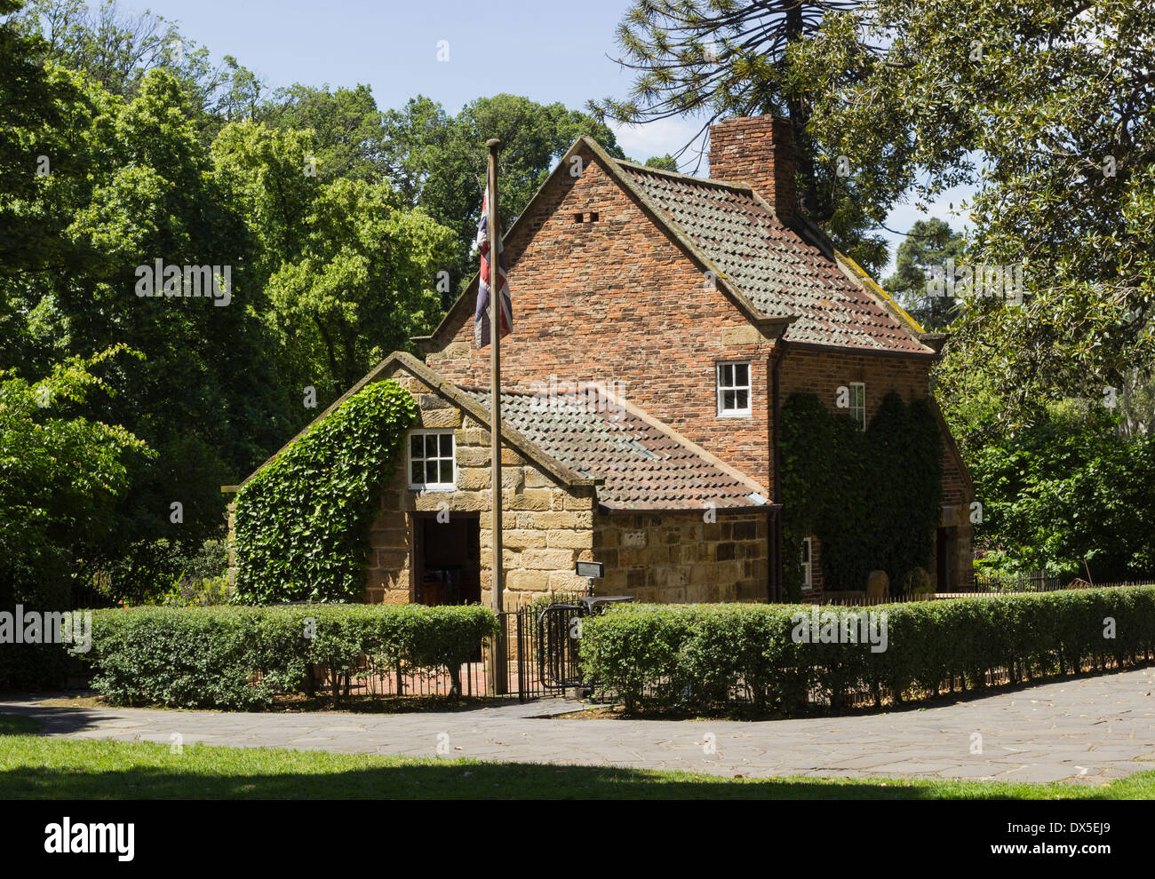 Home of Captain Cook, Fitzroy Gardens in Melbourne, Australia Stock Photo