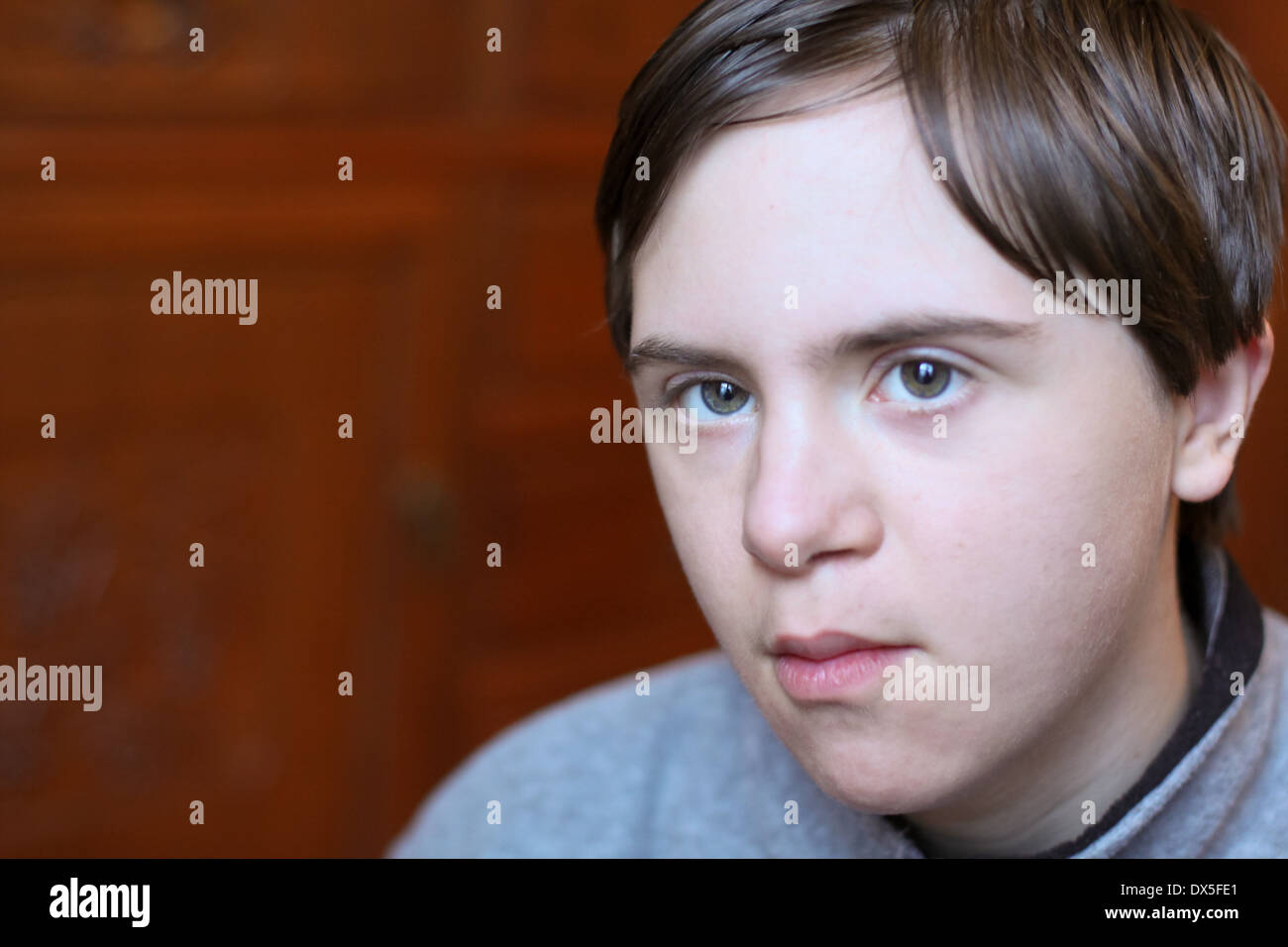 Young Man with Autism and Down's Syndrome Stock Photo