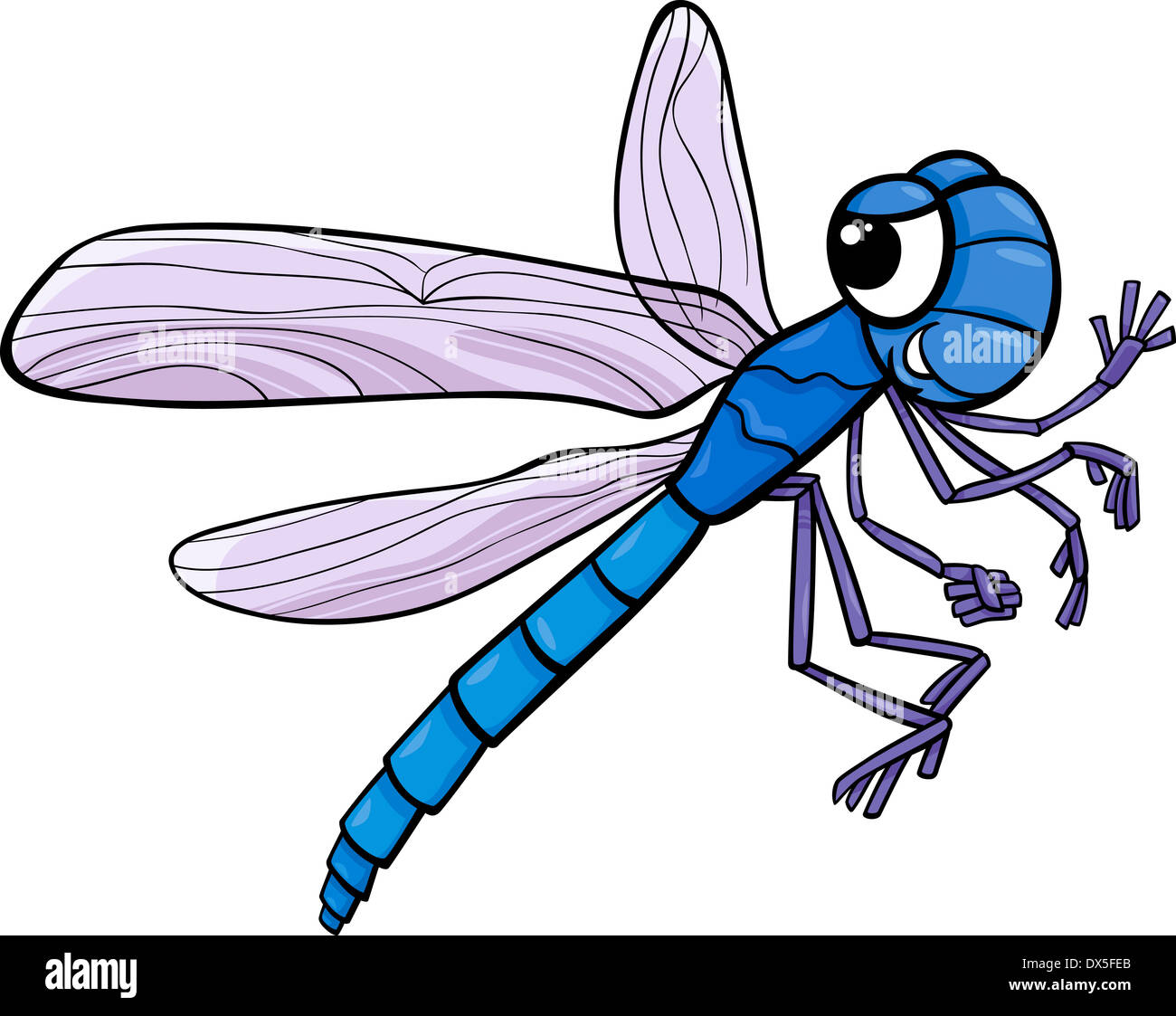 Cartoon Illustration of Funny Dragonfly Insect Character Stock Photo