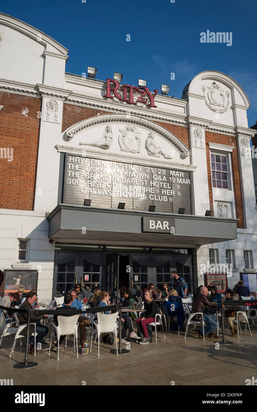 People in outdoor bar at Ritzy Cinema Brixton, London, UK Stock Photo