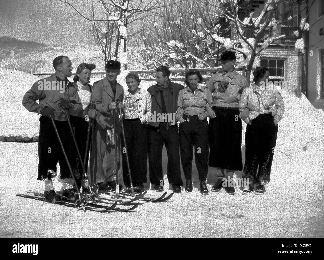 Ski run Group in the Allgäu Oberstdorf Kanzelwandhouse Stock Photo
