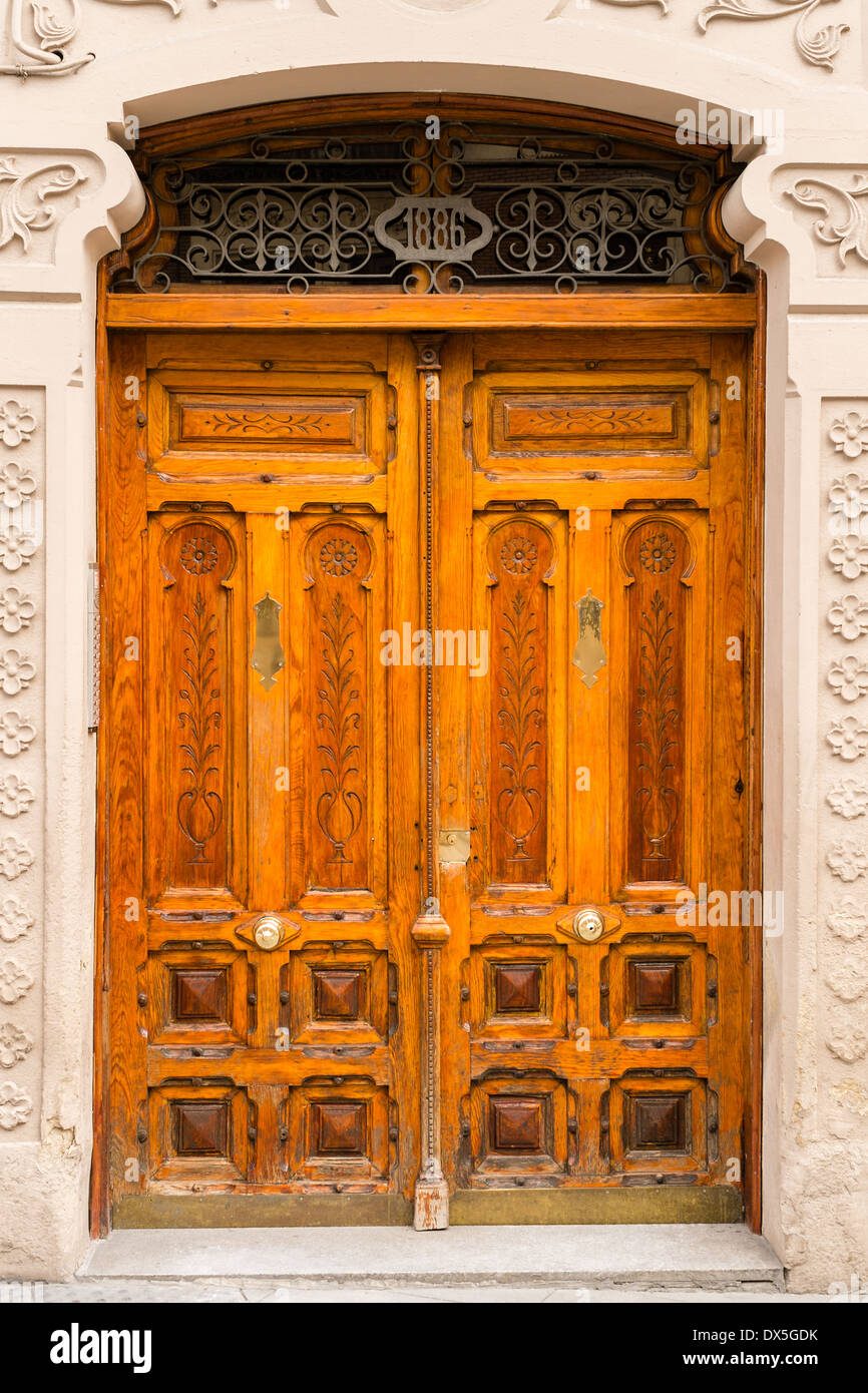 An antique wooden door, at the end of 19th century Stock Photo Alamy