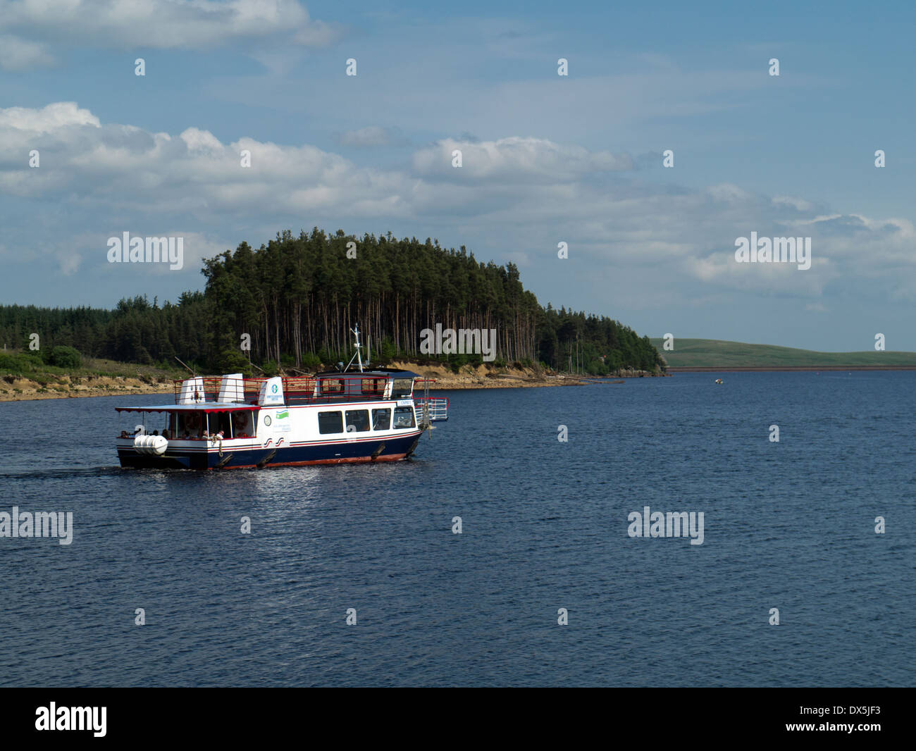 Ferry boat 'Osprey', Keilder water and forest park Northumberland, England Stock Photo