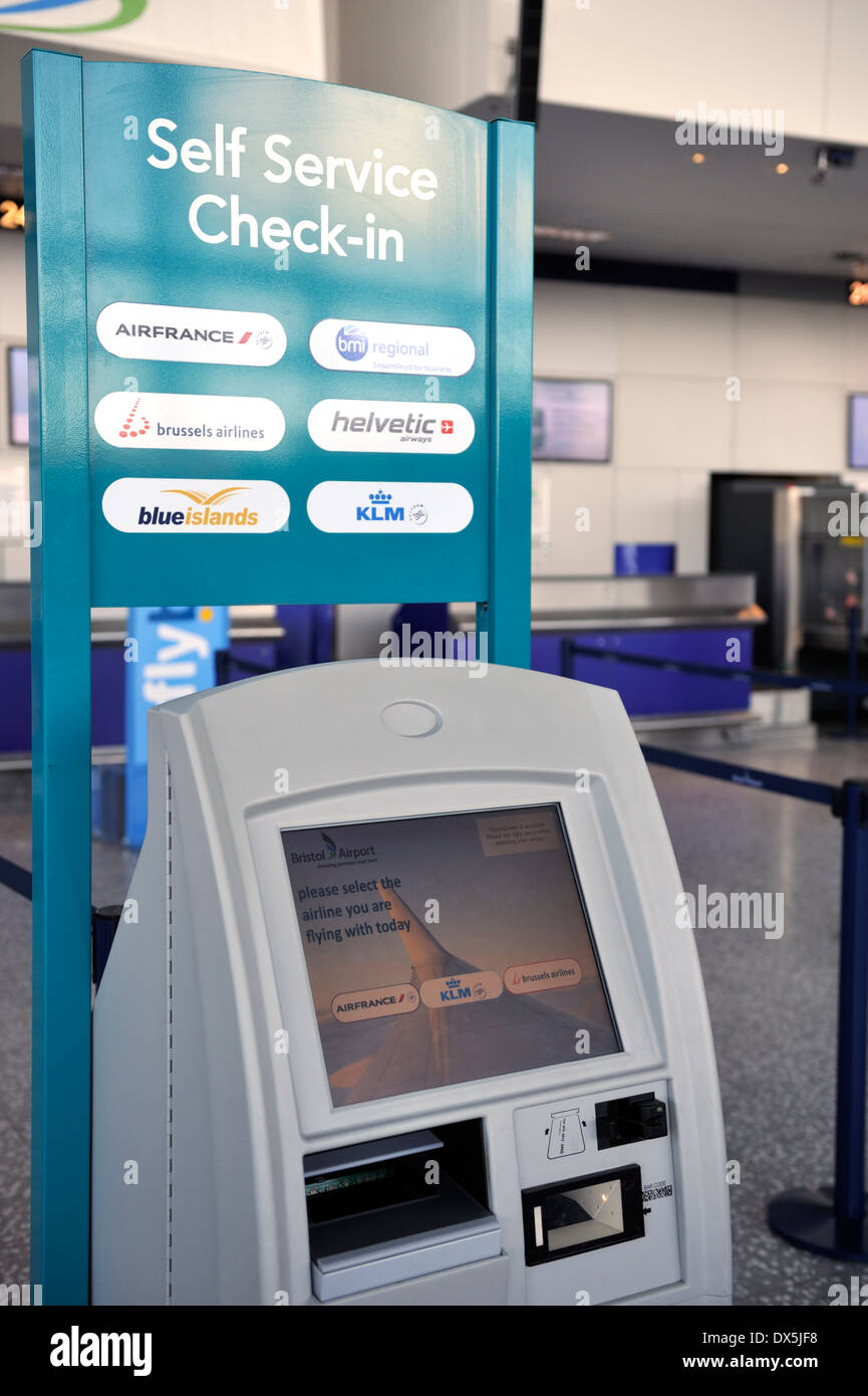 Self service check-in at airport Stock Photo