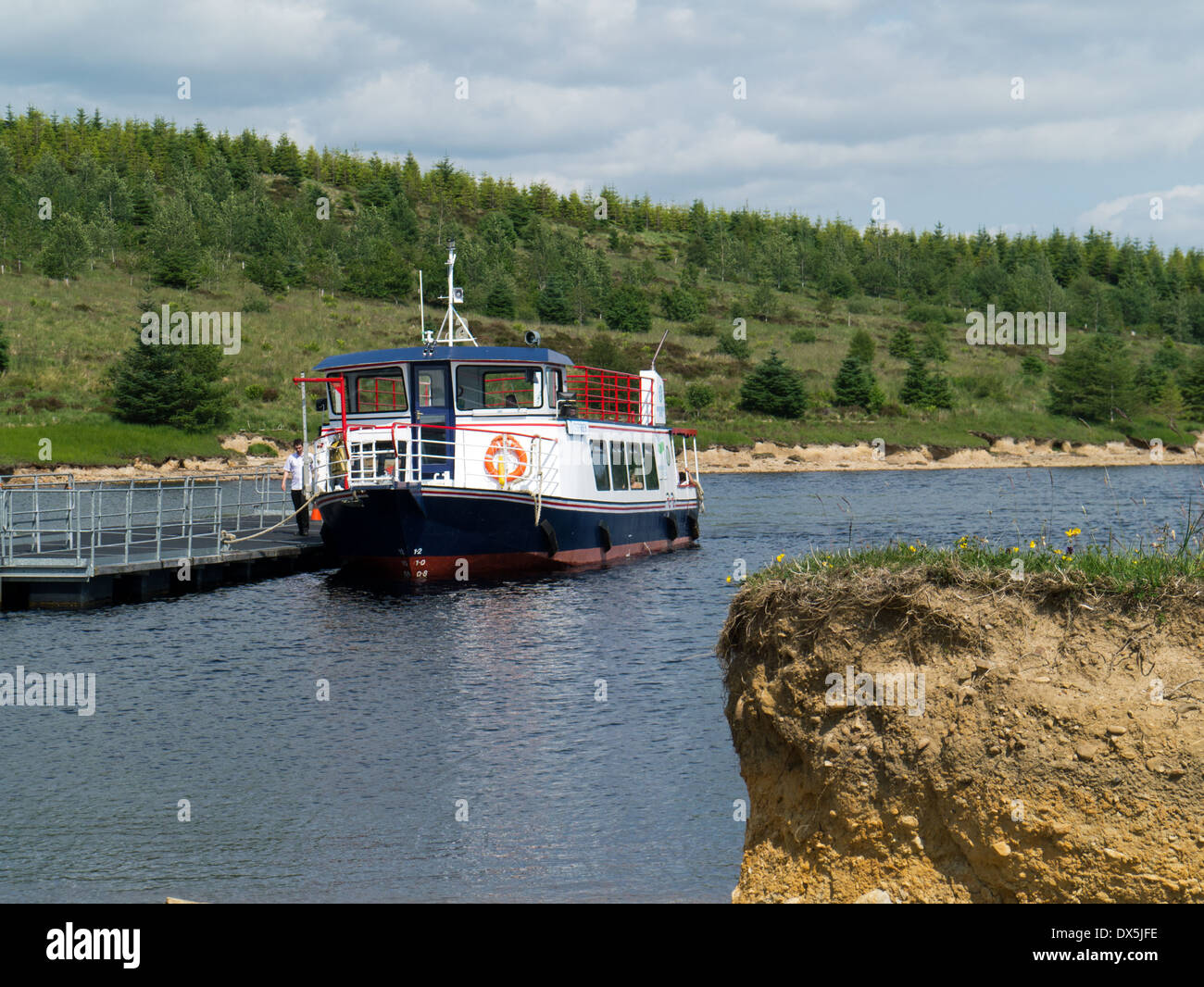 Ferry boat 'Osprey' Keilder water and forest park Northumberland, England Stock Photo