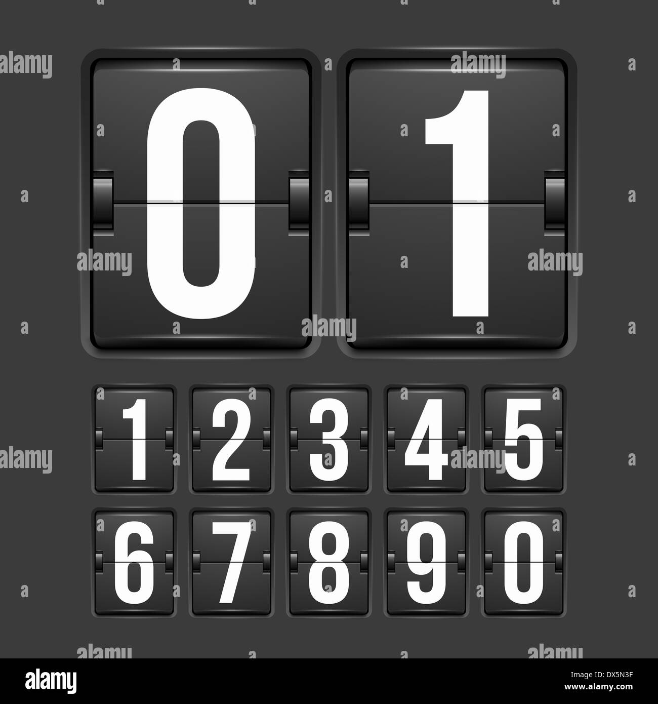 Countdown timer, white color mechanical scoreboard Stock Photo Alamy