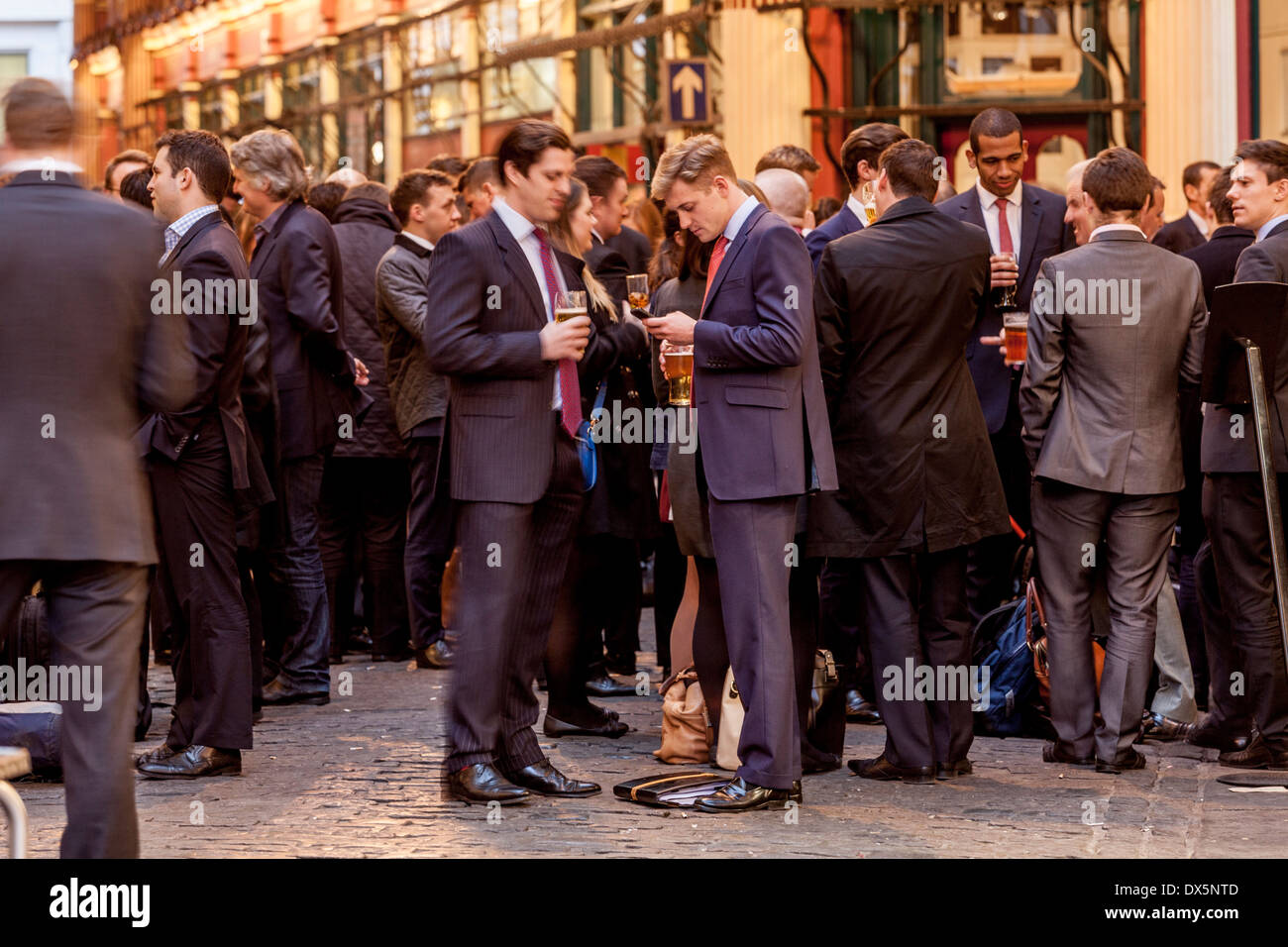 City of London Workers Relaxing After Work, Leadenhall Market, London