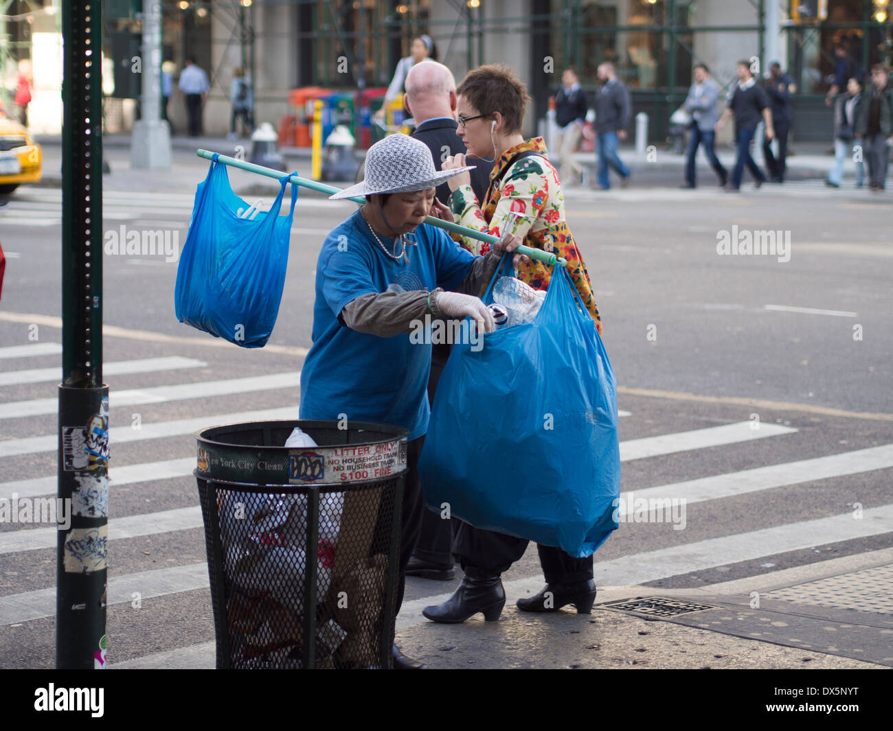 Trash Collecting, New York City Stock Photo