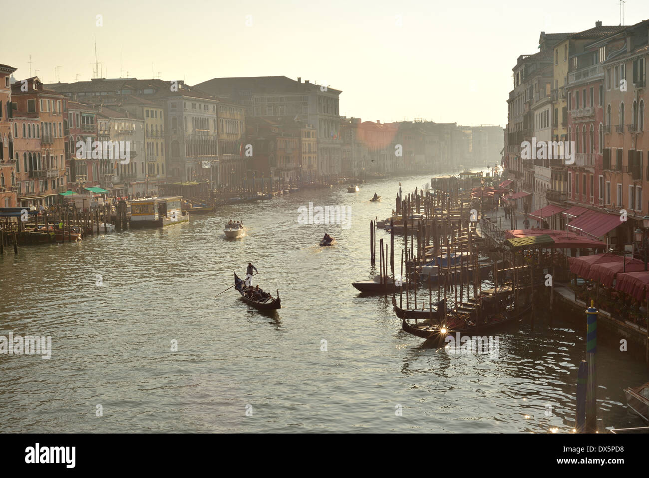 Italy, Europe, travel, Venice, architecture, boats,, Canal Grande at sunset, Unesco Stock Photo