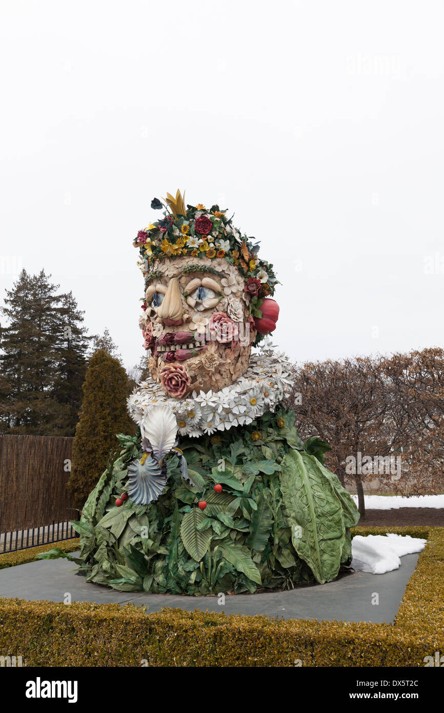 bust by Philip Haas part of Four Seasons reimagination of Giuseppe Arcimboldo paintings on display in New York Botanical Garden Stock Photo