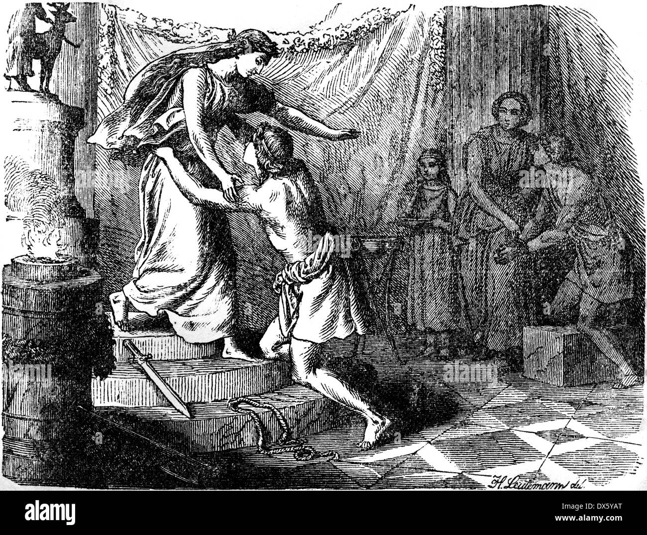 Iphigenia and Orestes, illustration from book dated 1878 Stock Photo