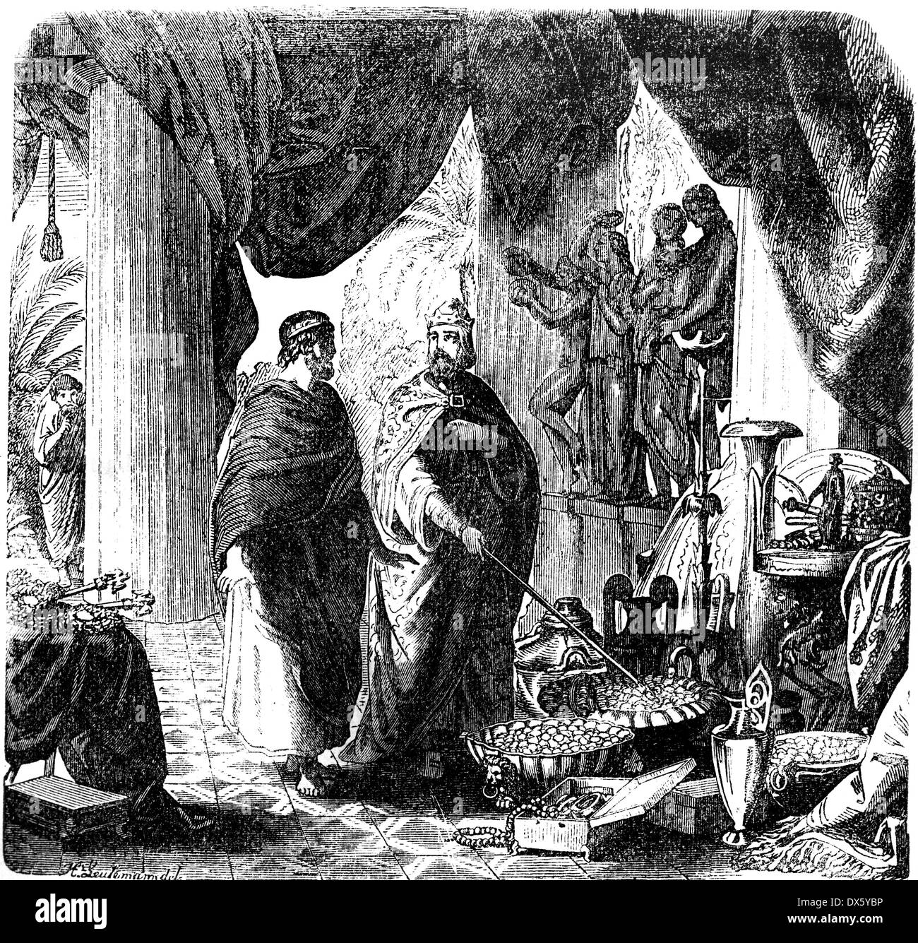 King Croesus and Solon, illustration from book dated 1878 Stock Photo