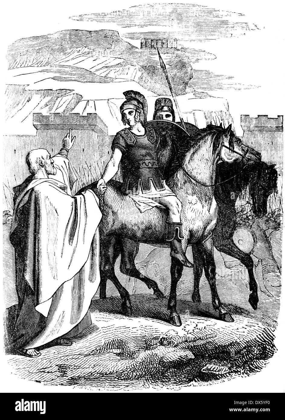 Alexander the Great and Aristotle, illustration from book dated 1878 Stock Photo