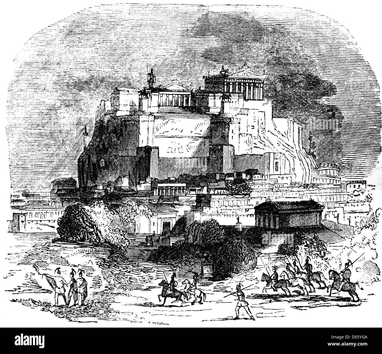 View of Ancient Athens, Greece, illustration from book dated 1878 Stock Photo