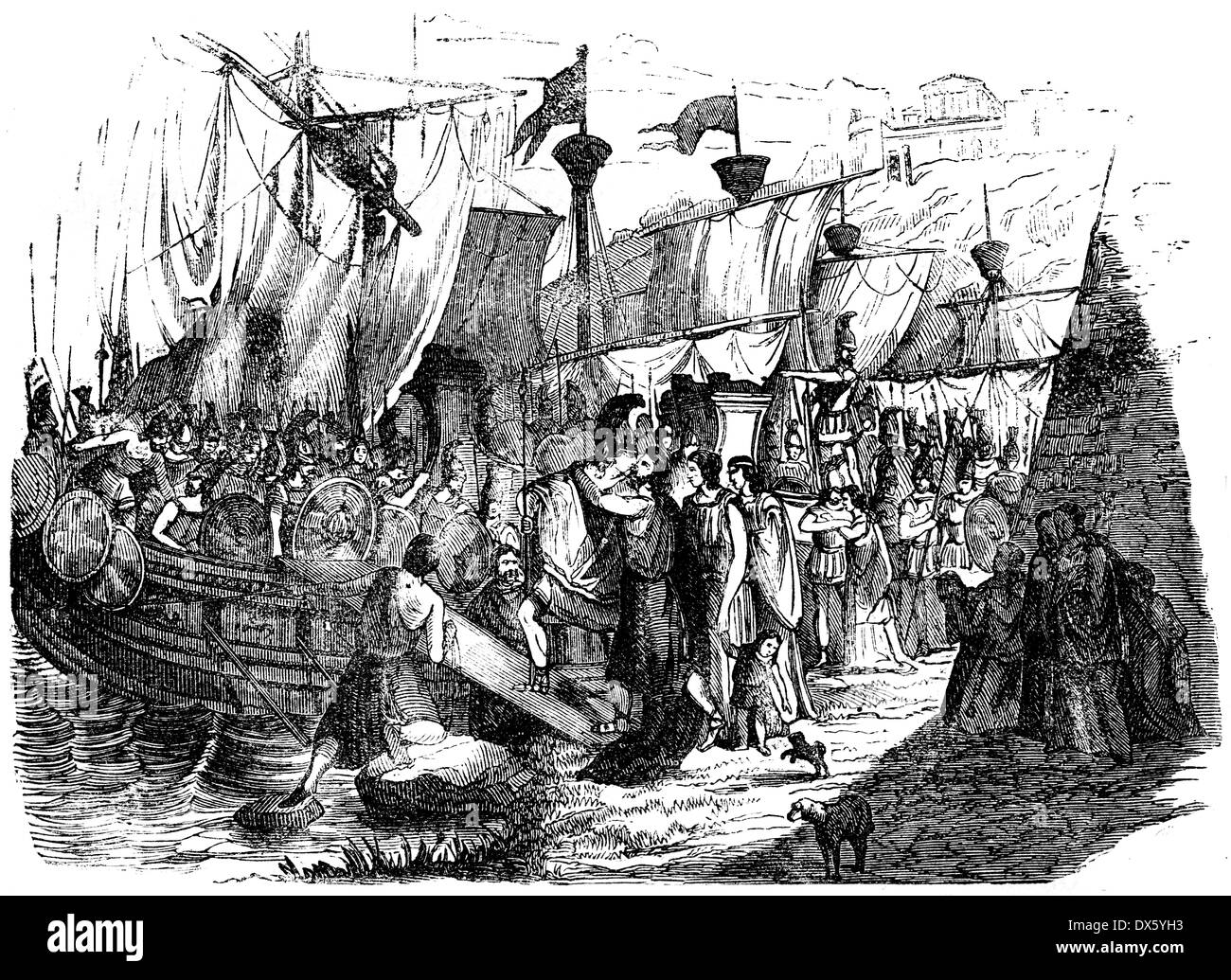 Departure of fleet, illustration from book dated 1878 Stock Photo