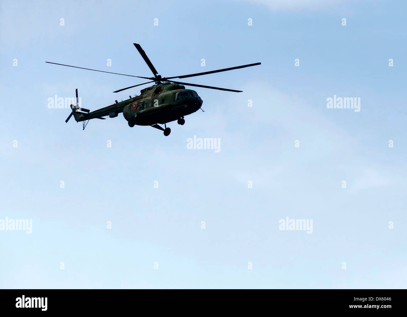Old military helicopter - veteran participate an air display, Sofia, Bulgaria Stock Photo