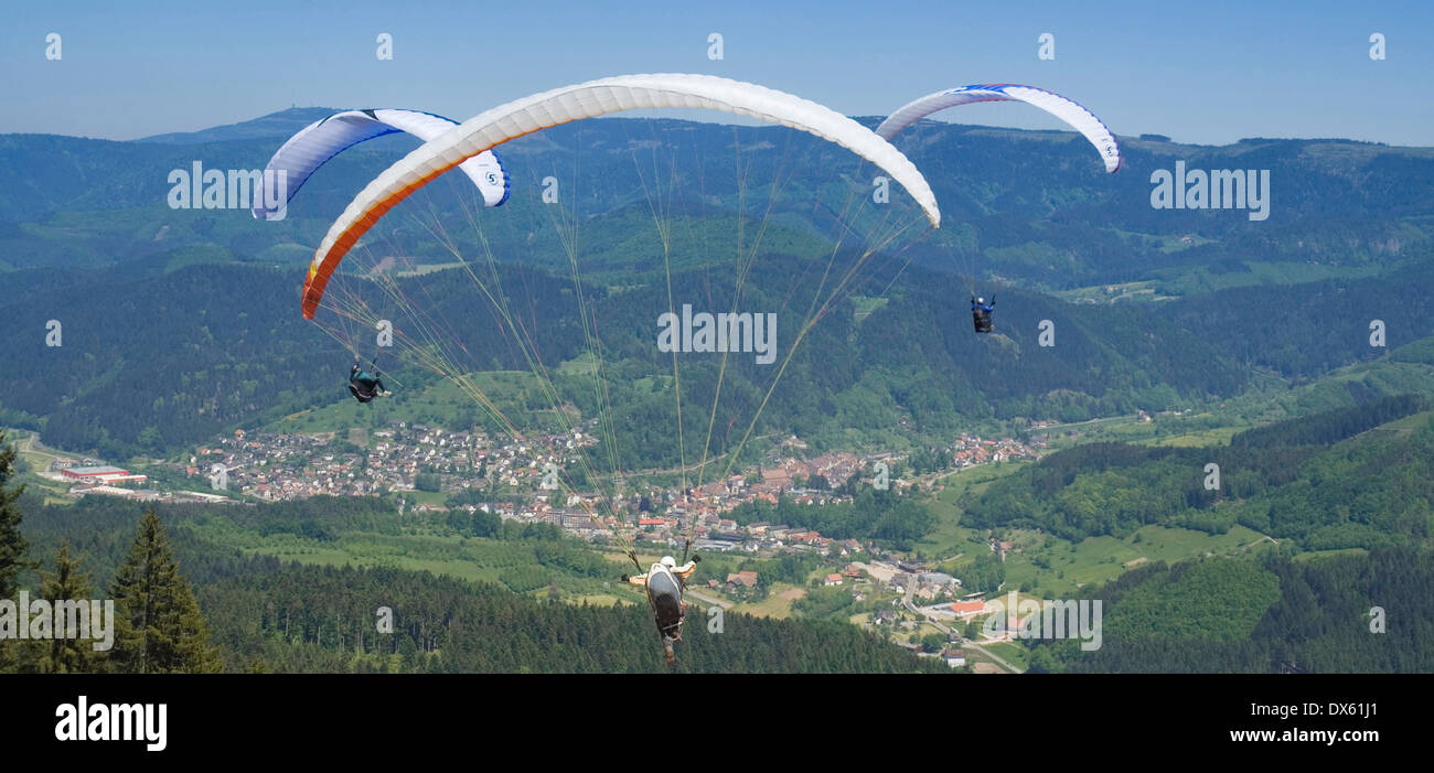 Paragliders, Black Forest, Germany Stock Photo