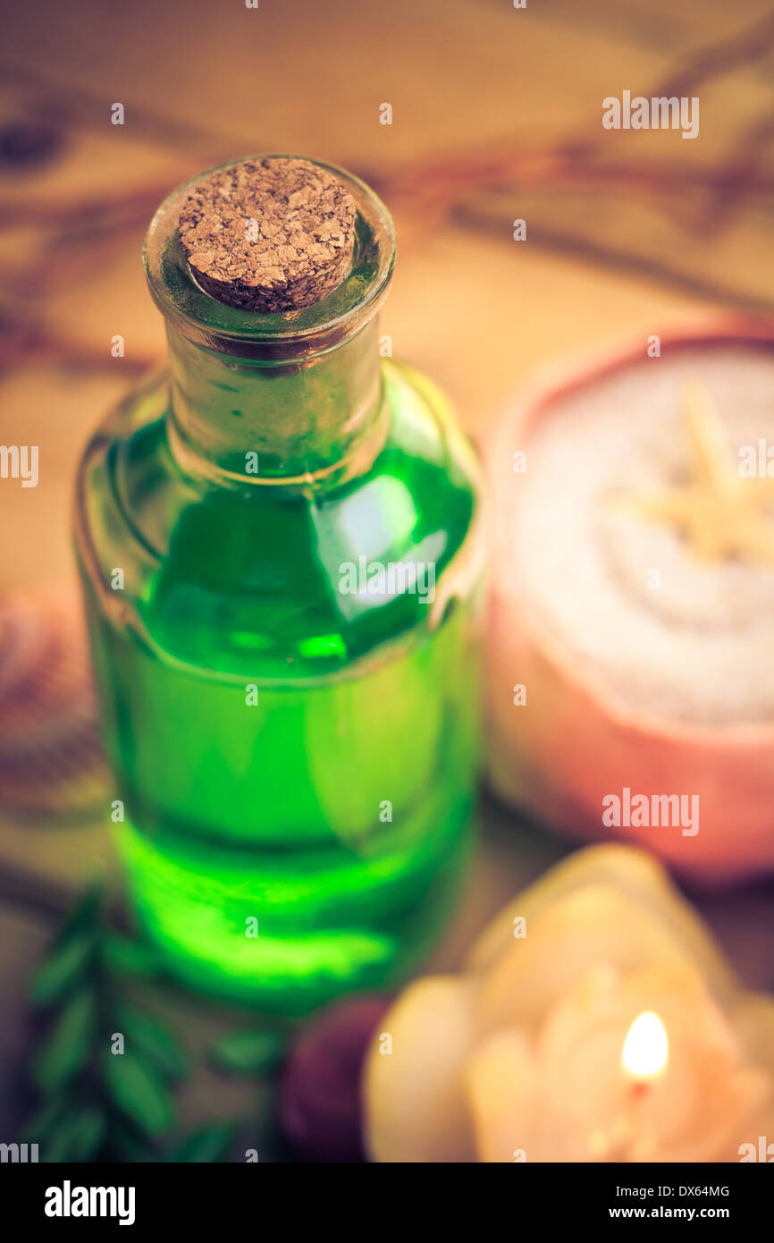 Oil massage with aromatic candles and stones Zen Stock Photo Alamy