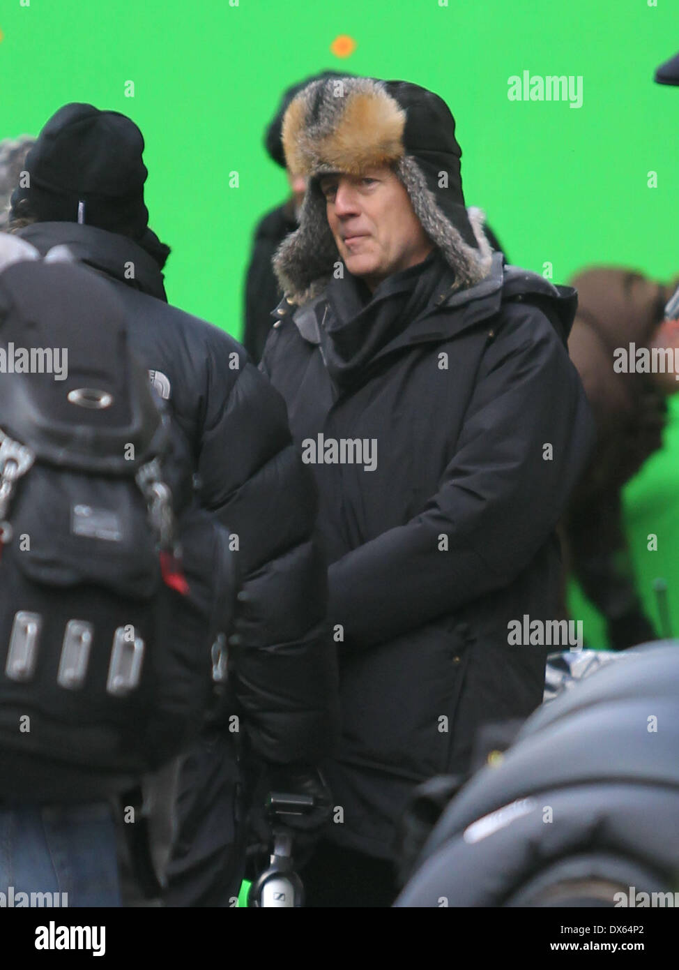 Bruce Willis filming scenes for the new movie 'Red 2' off Hatton Garden