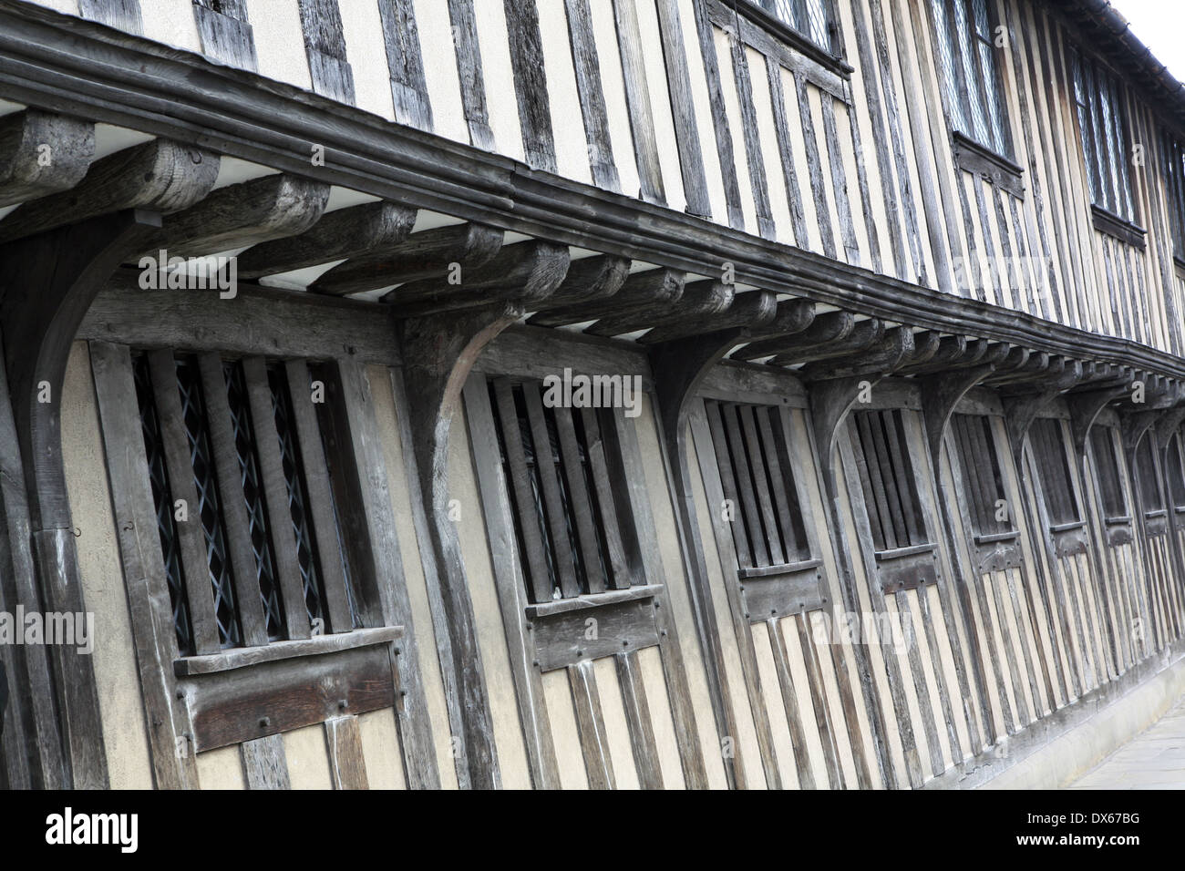 Historic lathe & plaster timbered walls of Town Hall building in Chapel