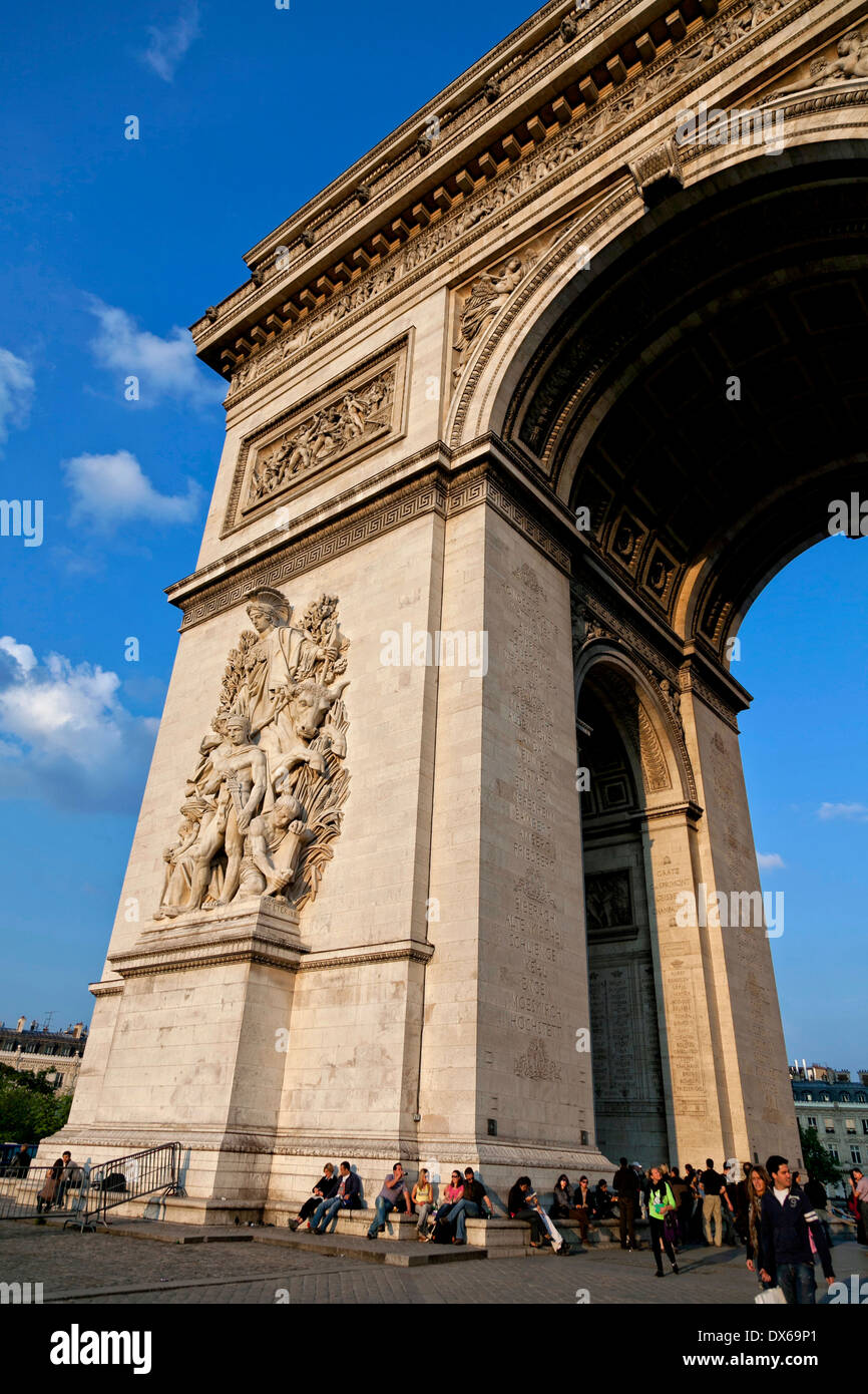 Arc de Triumph in Paris, on a blue sky Stock Photo