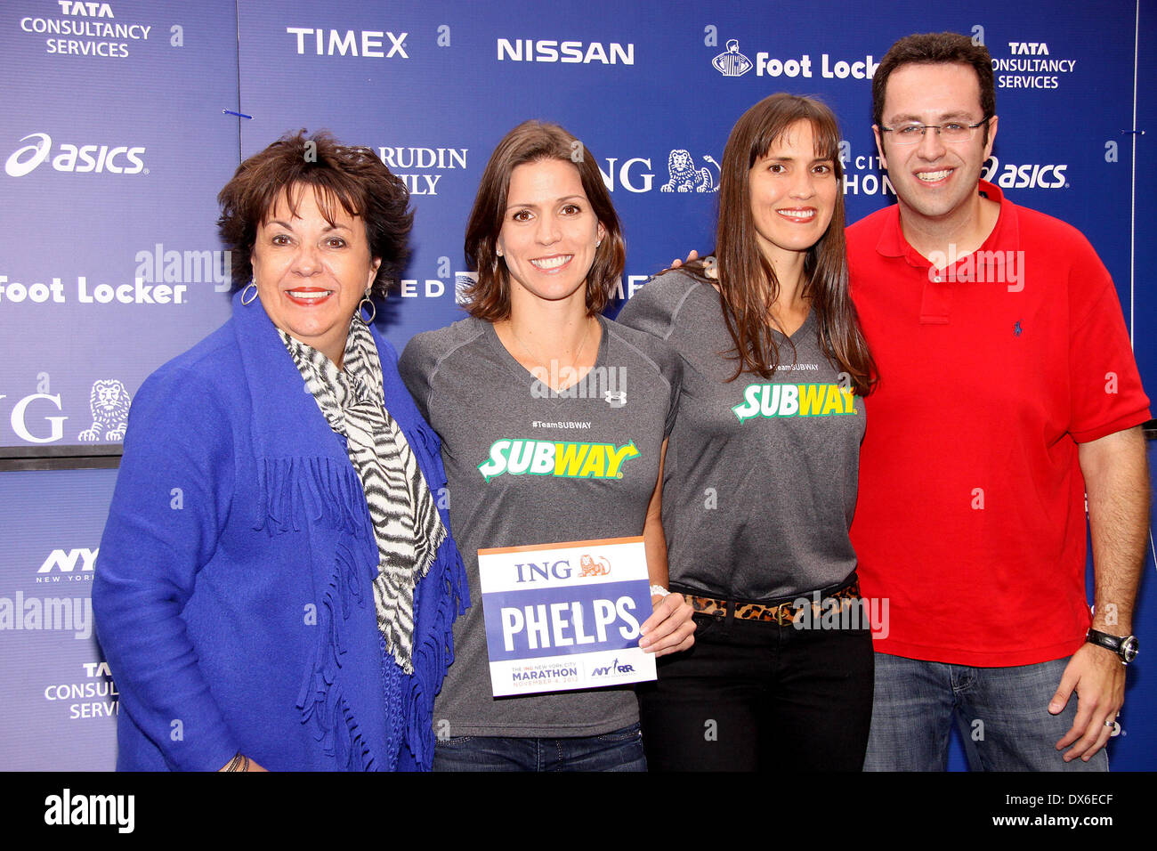 Debbie Phelps, Whitney Phelps, Hilary Phelps and Jared Fogle ING New