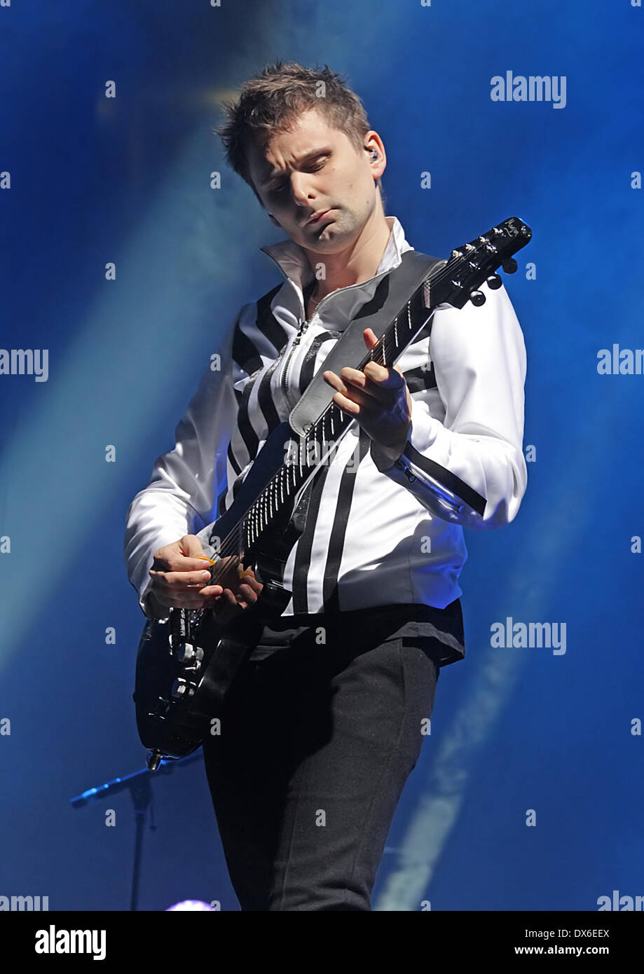 Matt Bellamy of Muse performing live in concert at the Manchester MCR Arena Manchester, England - 01.11.12 Featuring: Matt Bell Stock Photo