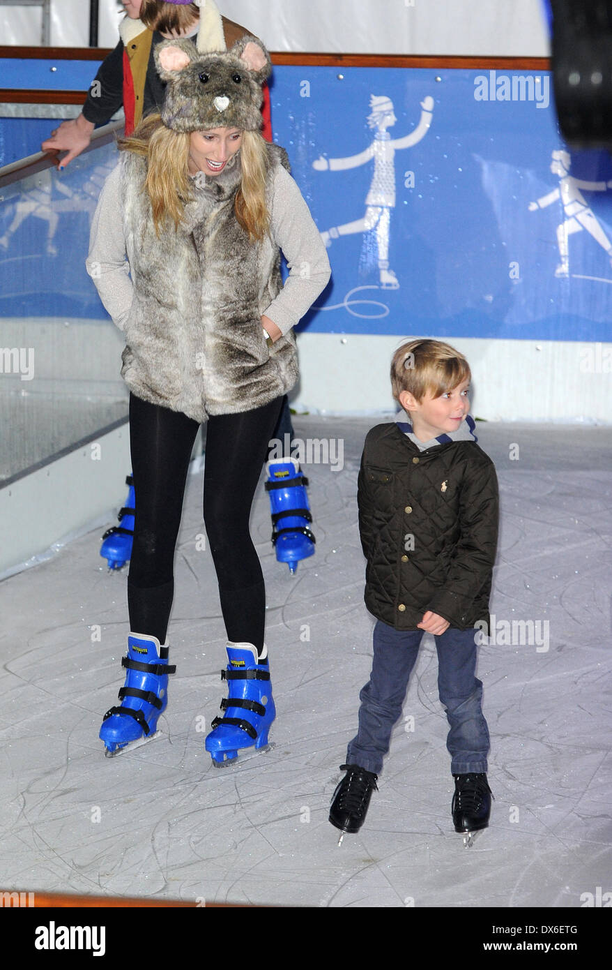 Stacey Solomon and son, Zachary Natural History Museum Ice Rink launch party - Inside London, England - 01.11.12 Featuring: Sta Stock Photo