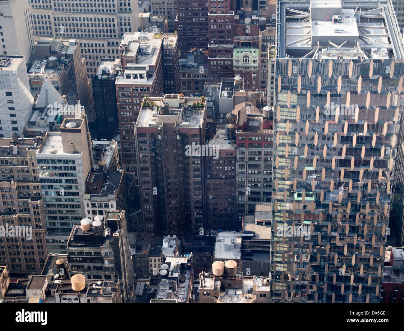 High-rise living, New York-style, viewed from the GE Building, Rockefeller Centre Stock Photo