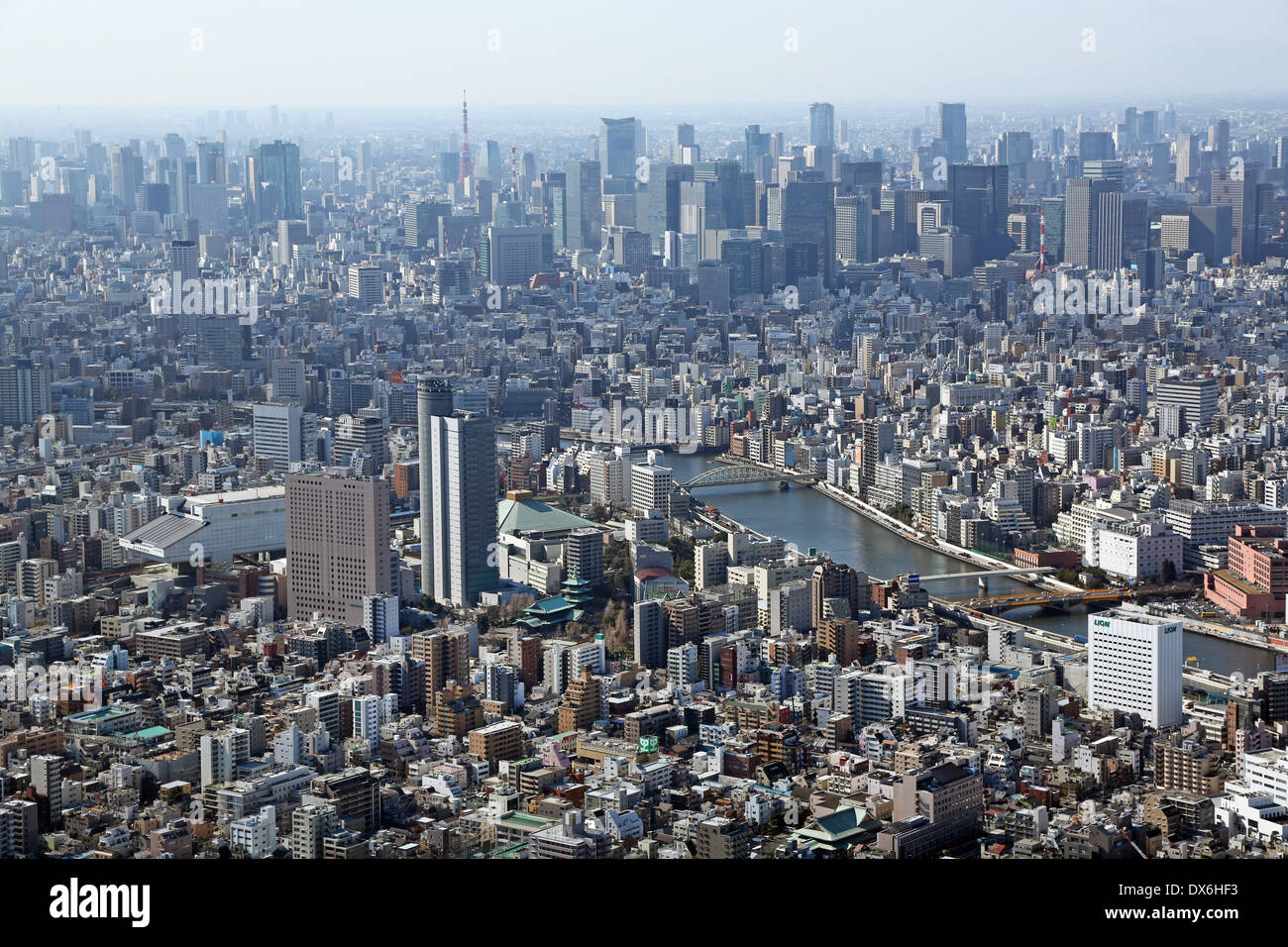 General aerial view of the city skyline, Tokyo, Japan  Stock Photo