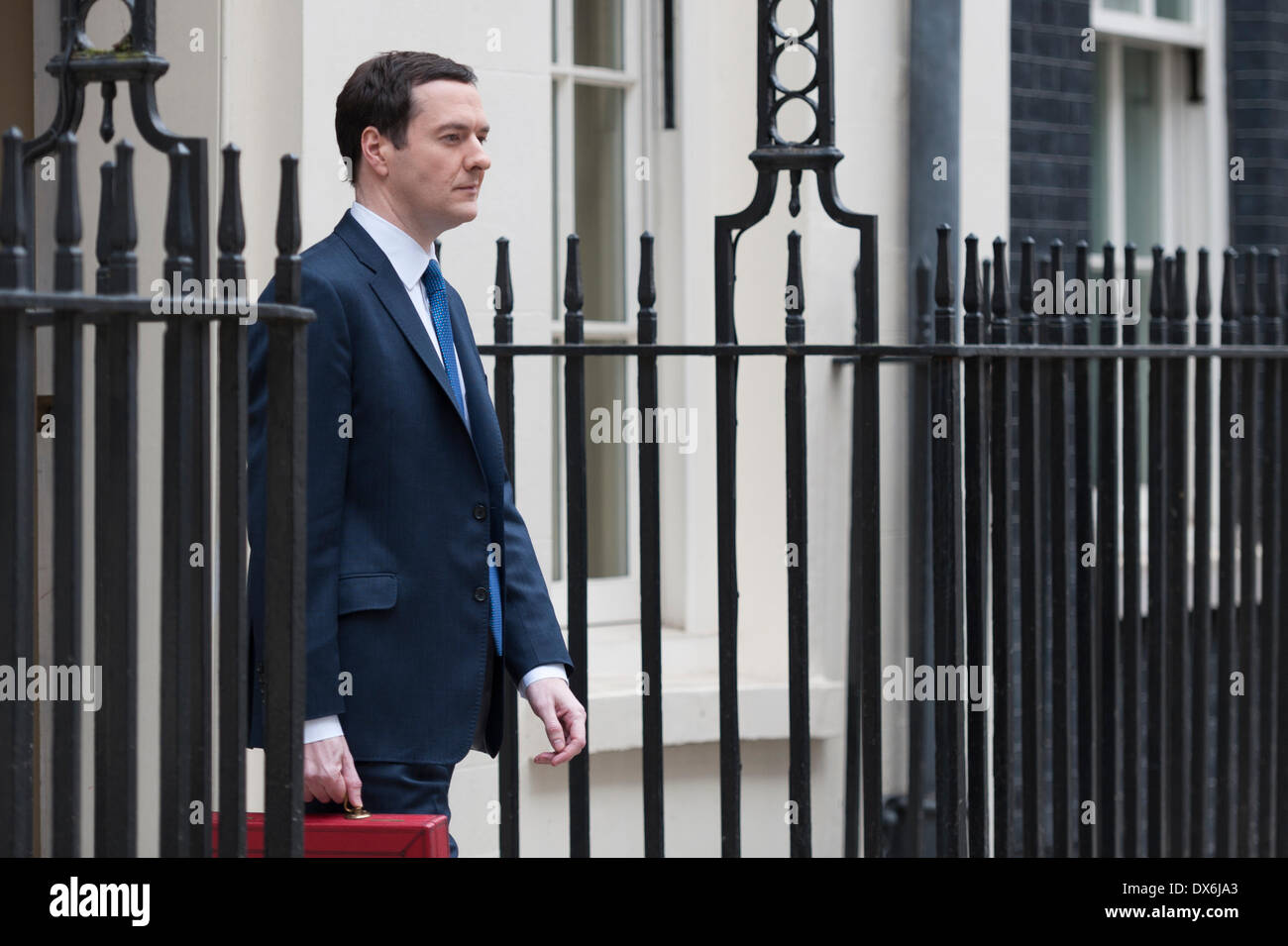 London, UK. 19th Mar, 2014. Chancellor of the Exchequer George Osborne presents his fifth Budget against a backdrop of a strengthening economic recovery, unemployment and inflation falling and growth this year expected to be the among the strongest of any Western economy. Credit:  Lee Thomas/Alamy Live News Stock Photo