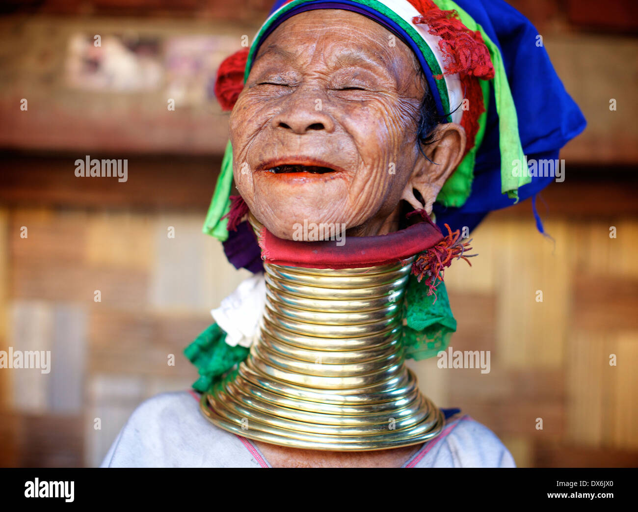 The Kayan are an ethnic minority of Burma, due to conflict with military regime they now live in Northern Thailand. Stock Photo