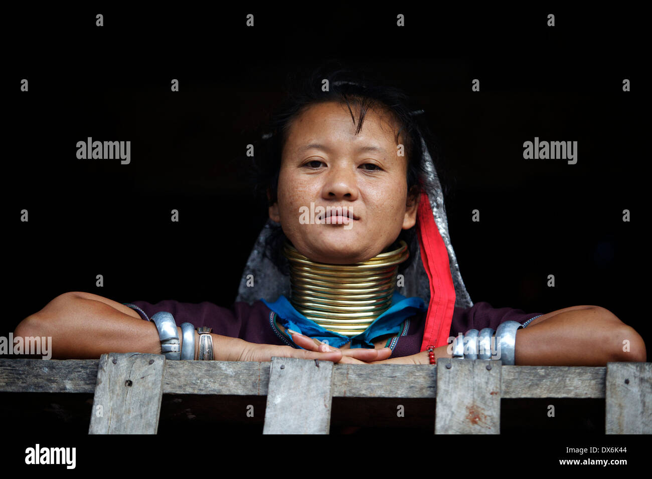 The Kayan are an ethnic minority of Burma, due to conflict with military regime they now live in Northern Thailand. Stock Photo