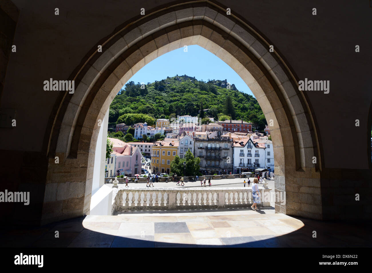 Archway view from the Royal Palace, Sintra National Park and  World Heritage Site, Central Portugal Stock Photo