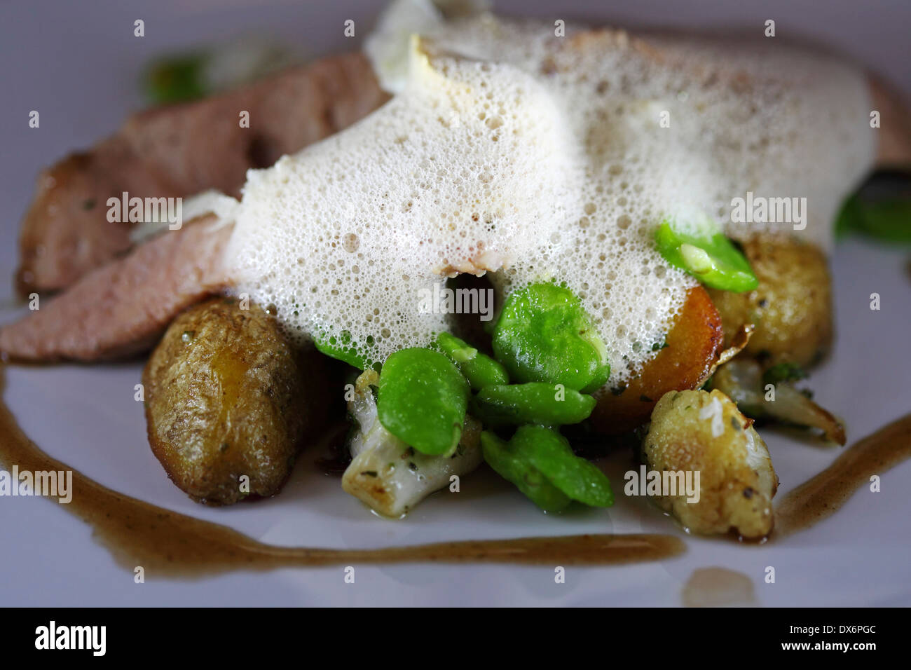 Boiled veal fillet with lovage, beans and hash browns in the Alt Weimar