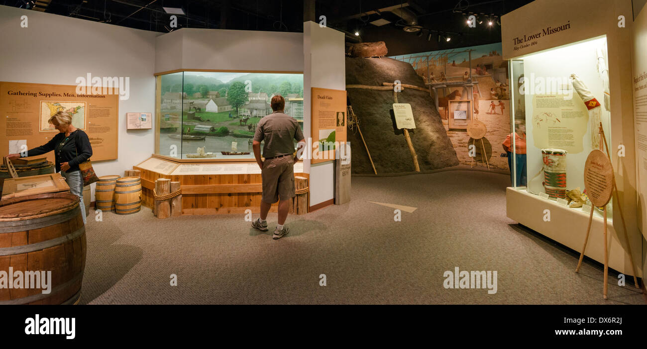 Exhibits at Lewis and Clark National Historic Trail Interpretive Center, Great Falls, Montana, USA Stock Photo