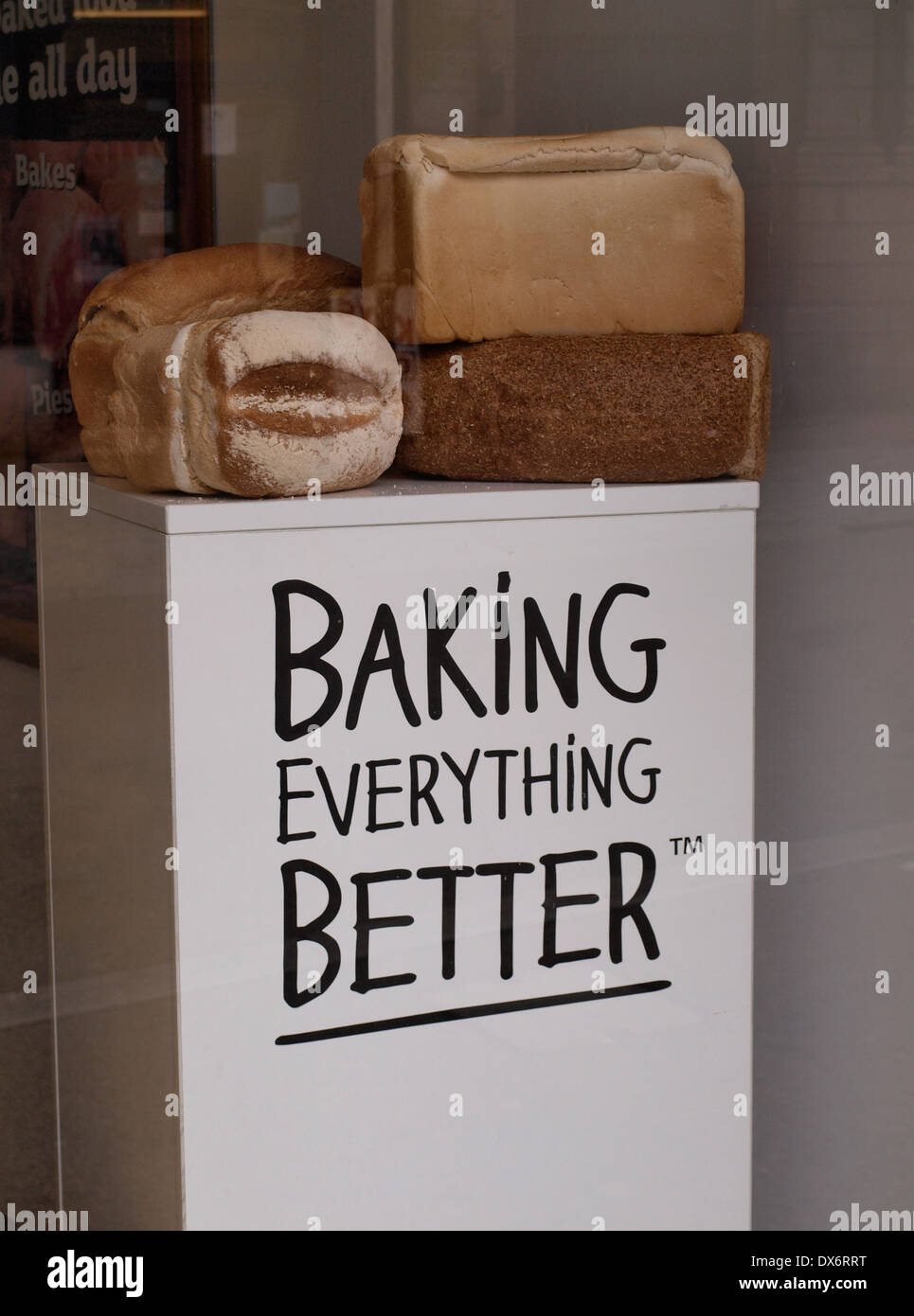 Baking everything better display in Rowe's Bakery, Falmouth, Cornwall