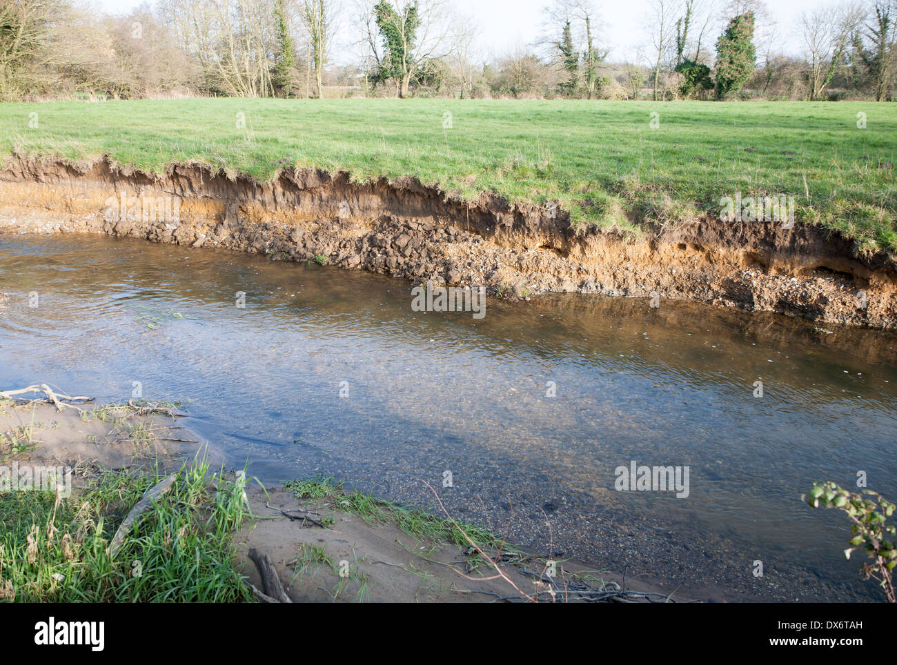 Erosion and deposition with river cliff and slipoff slope, River Deben
