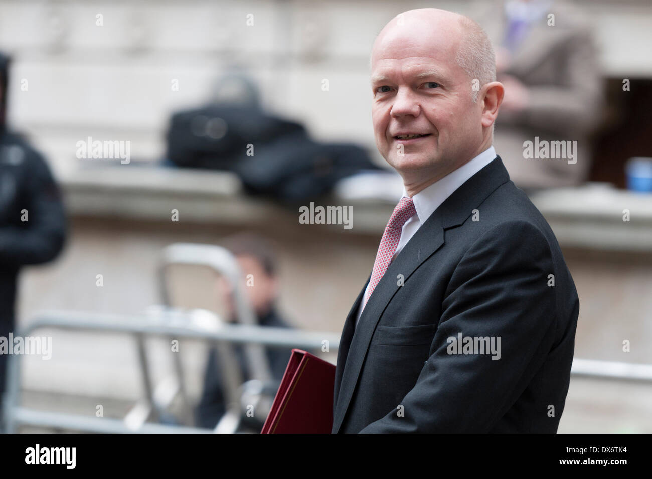 Downing Street, London, UK. 19th Mar, 2014. Downing Street was a hive of activity on Budget Day as the government prepared to disclose its budget for 2014. Pictured: WILLIAM HAGUE MP - First Secretary of State, Secretary of State for Foreign and Commonwealth Affairs. Credit:  Lee Thomas/Alamy Live News Stock Photo