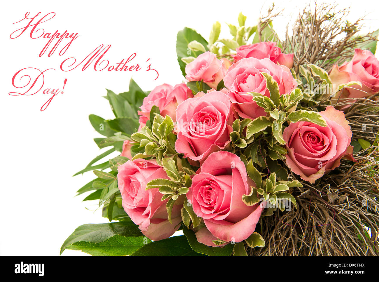 bouquet of pink rose flowers isolated on white background Stock Photo ...