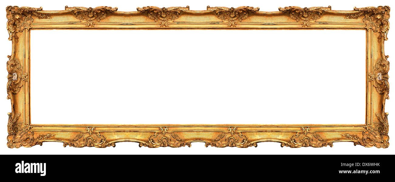 long old golden frame isolated on white. beautiful vintage background Stock Photo Alamy