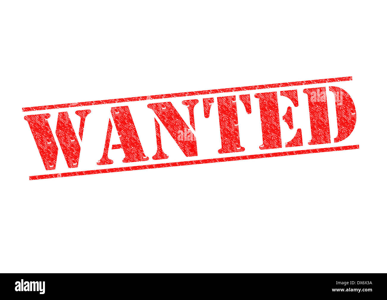 WANTED red rubber stamp over a white background. Stock Photo