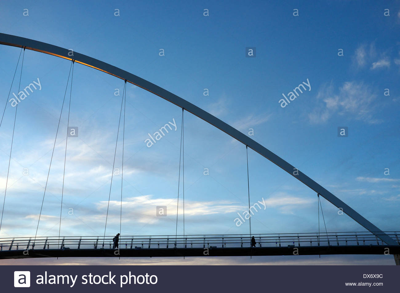The Infinity Bridge (with a hint of evening sun on it) in Stockton-on-Tees, north east England, UK. Stock Photo